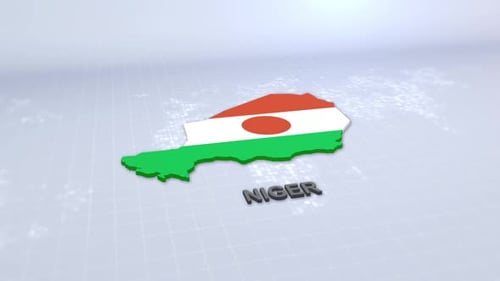 Animated 3D Country Map with Flag of Niger