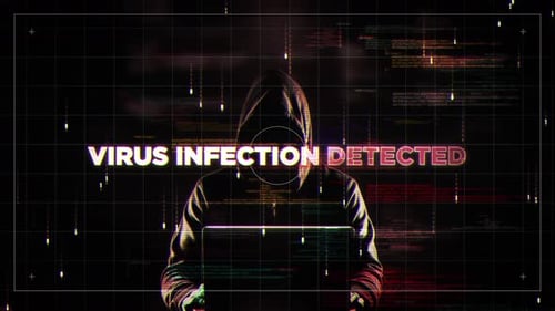 Virus Infection Detected Glitch Hud Satelite Style Hologram Video