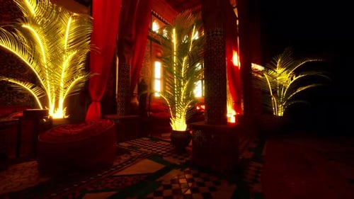 Warm Glowing Moroccan Lounge Interior Animation