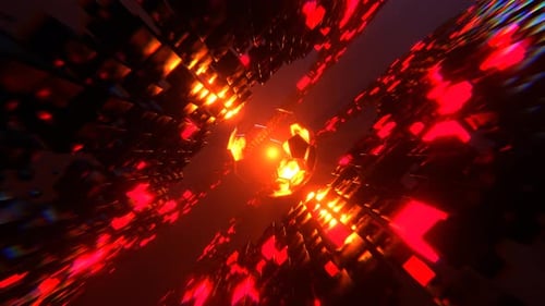Red And Orange Abstract Cubes Sci Fi BackgroundVJ Loop l 4K