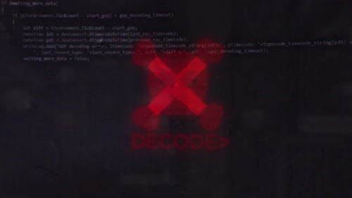 Glitch Digital Code Reveal with Skull Icon