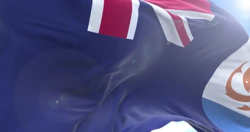 Anguilla Flag Waving Realistic 3D Animation