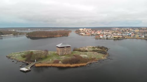 Aerial video of Godnatt in Karlskrona, Sweden