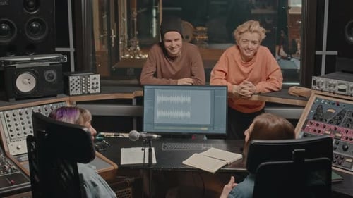 Musicians Recording Music at Studio