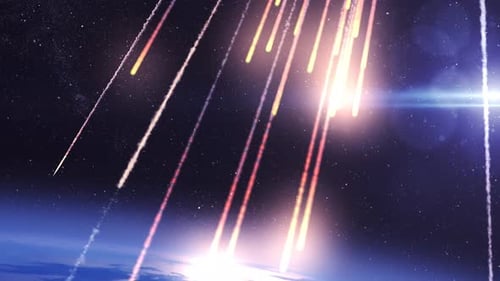 Meteors asteroids burning in earth atmosphere