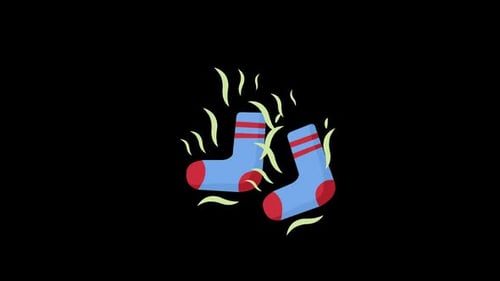 Animated Cartoon Smelly Socks with Odor Flat Design