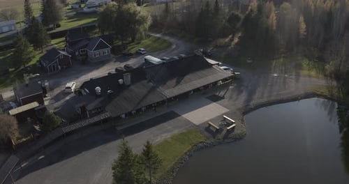 Drone aerial clip of a beautiful acreage wedding reception venue in Ottawa region (Bean Town Ranch).