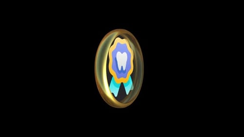 Glossy 3D Spinning Dental Award Medal Icon