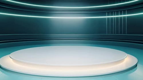 Futuristic Virtual Stage Background with Dynamic Neon Lights