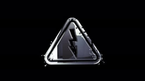 Electric power danger warning metal symbol loop rotating