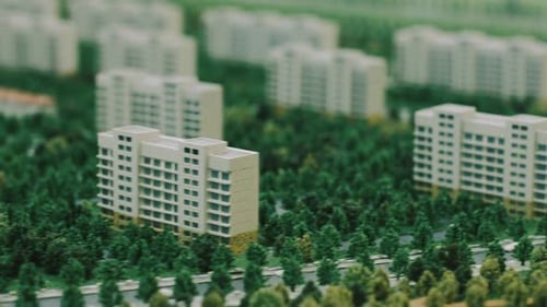 Architecture Model of Condominium Quarter in Town. Urban Planning and Engineering. Architecture