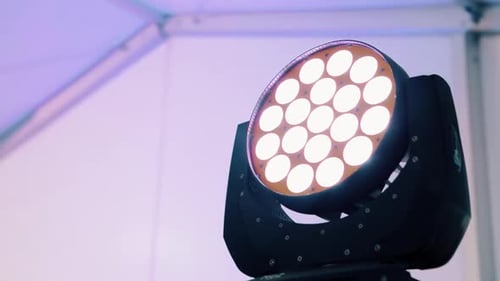 Led Stage Light Changing Colors in Empty Venue