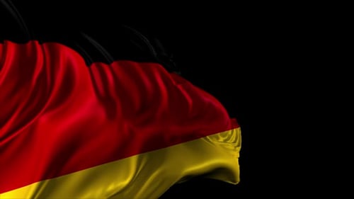 Realistic Waving German Flag on Black Background