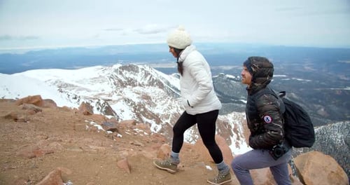 Rocky Mountains, Colorado / Usa - April 11 2019: Couple Walking Through Rocky Mountains National ...