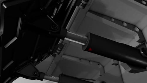 Close-Up of Hydraulic Cylinders and Mechanical Components