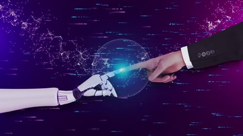 Hand of Robot and Human Connected Metaverse Technology Network Metaverse Transition Human Robots