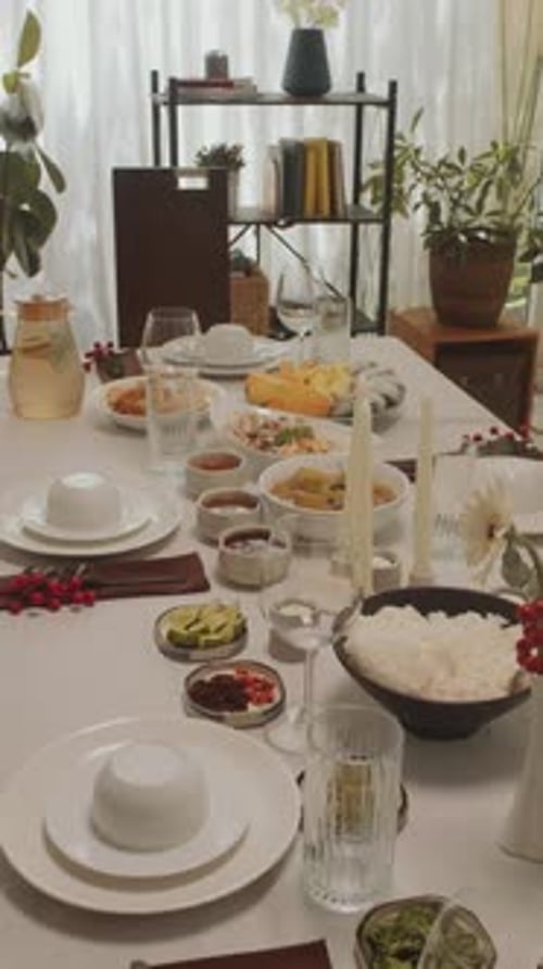 Festive Table Set for an Indoor Meal