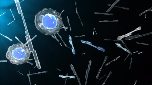 Microscopic Cells and Bacteria Interacting Scientific Background