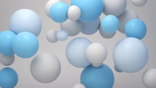 Abstract Soft Blue Spheres Interaction Animation