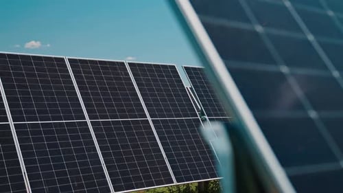 Solar Panels Generate Renewable Energy in Sunny Field