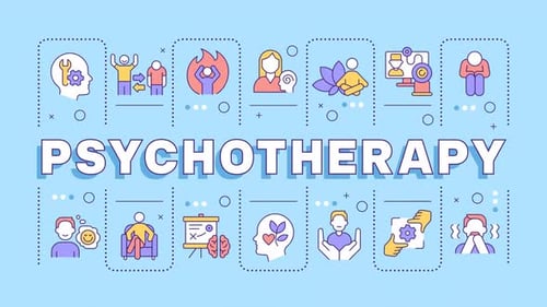 Animated Psychotherapy Word Board with Healthcare Icons