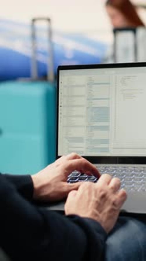 Vertical Video Man Digital Nomad Focused on Programming System Development