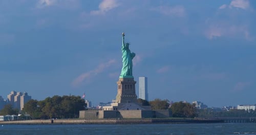 Statue of Liberty and Nyc Skyline Aerial