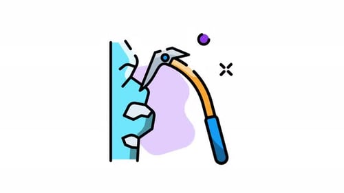 Animated Ice Axe Breaking Ice Icon