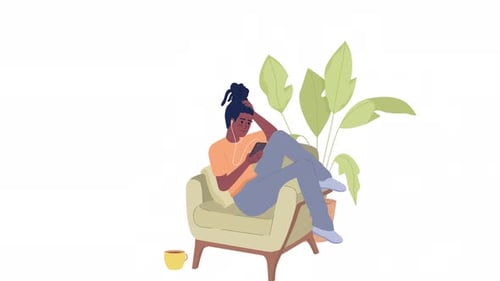 Animated Enjoying Podcast Listening