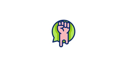 Animated Rock and Roll Fist Speech Bubble Icon
