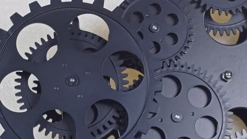 Top View Of Working Black Impeller Gears Working