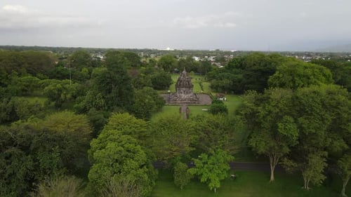 Aerial view of Candi Bubrah, part of prambanan temple in Indonesia