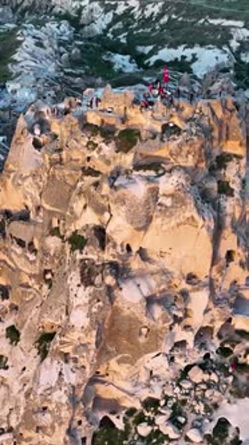 Awesome Aerial View of Uchisar 4 K Turkey Cappadocia
