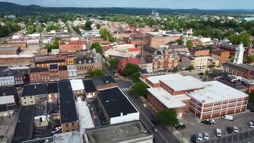 Chillicothe, Ohio, downtown and North side of downtown, aerial drone.