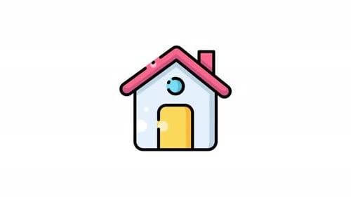 House with a pink roof animation icon video