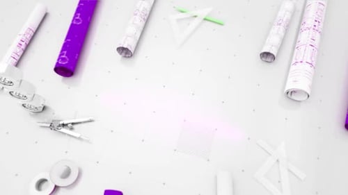 Blueprint Engineer Desk Purple Background