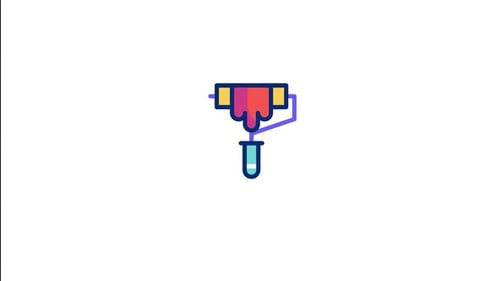 Creative Paint Roller Icon Animation with Color Drip