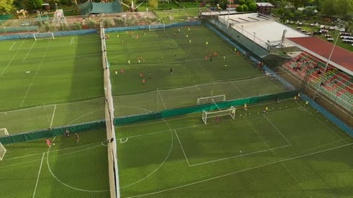 Aerial View Indoor Pitch Passion Football Dreams in a Compact Arena
