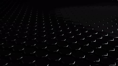 Abstract Hexagon Black Glossy Geometric Surface Loop Wavy Motion Background