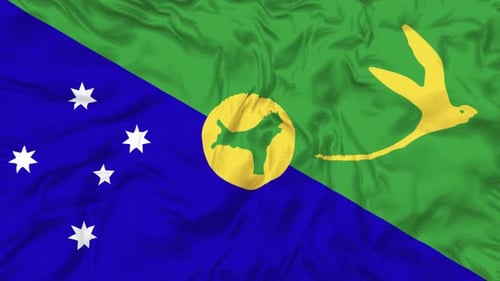 Realistic Christmas Island Flag Waving Seamless Loop