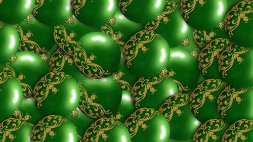 Green New Year Ornaments Loop Background
