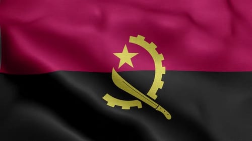 Realistic Fabric Waving Flag of Angola
