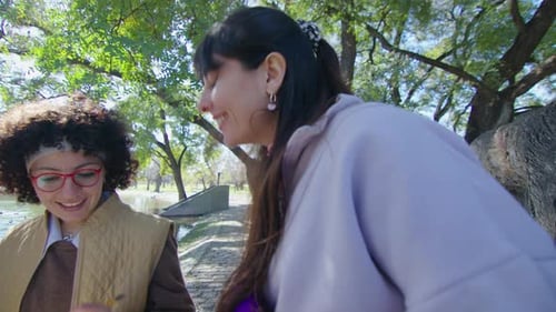 Students Talking and Doing Homework on Tree in the Park