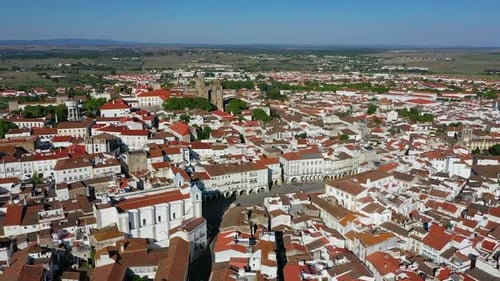 Aerial view of the town of Evora.