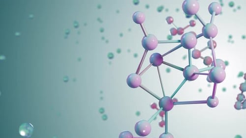 Atoms and Molecules abstract 3d graphics animation. Abstract molecular lattice