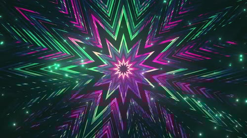 Vibrant Neon Star Pulsating Abstract Background Loop