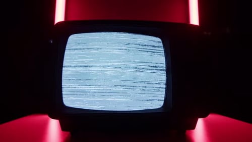 Vintage Television Static with Red Futuristic Lighting
