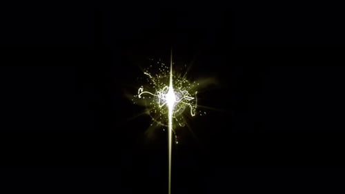Effet VFX en couleur jaune, lumière rougeoyante provenant du centre, animation sur fond transparent