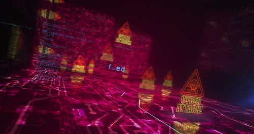 Cyber attack network security breach symbols loop concept