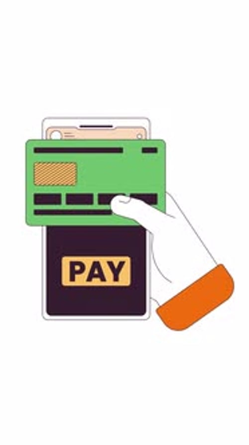 Animated Flat Design Mobile Payment with Card Swipe